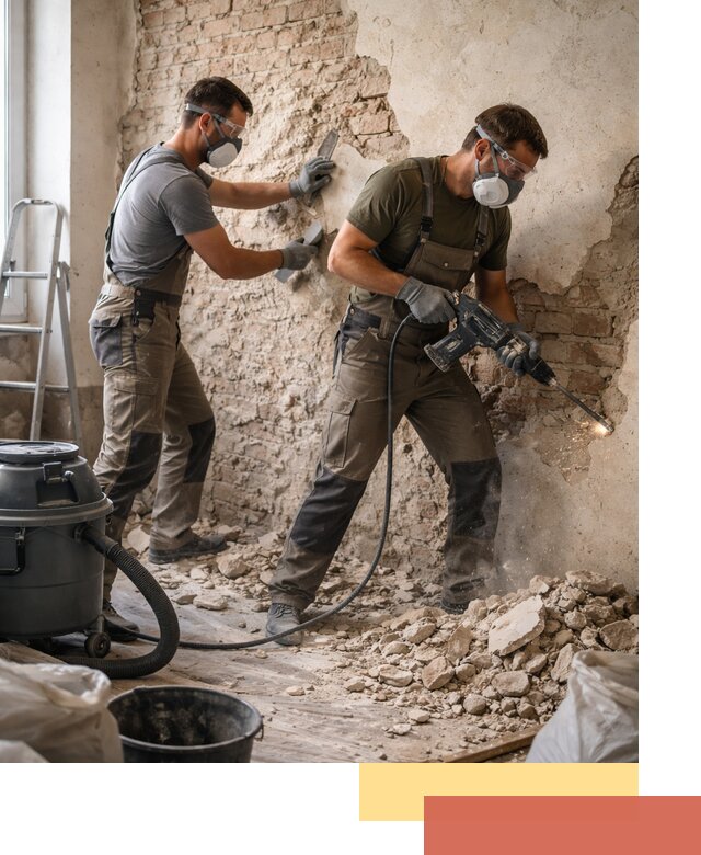 Демонтаж штукатурки со стен в Красногорске быстро и аккуратно