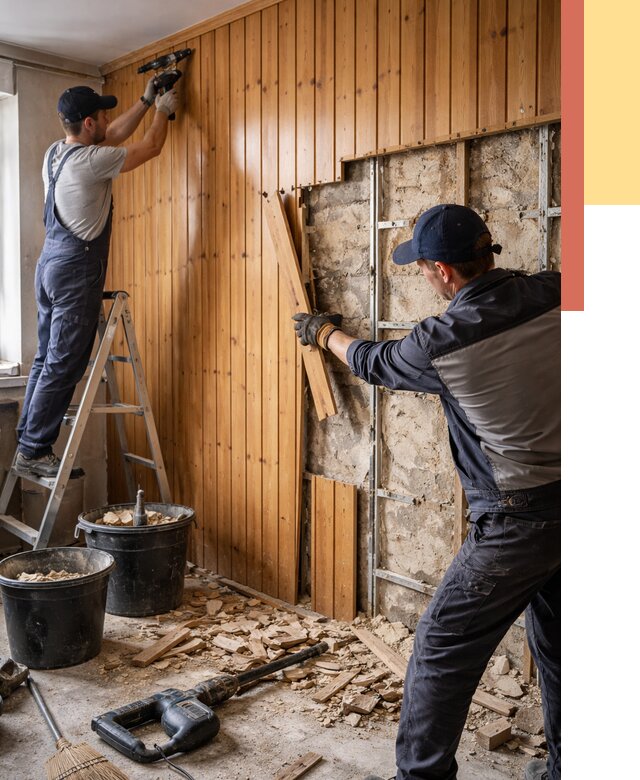 Демонтаж вагонки со стен в Красногорске от 1473 руб. — снятие, удаление, срочно | ОТДЕЛОЧНИК-Крр