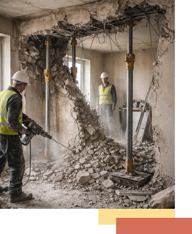 Снос несущих стен в Красногорске с гарантией безопасности и качества