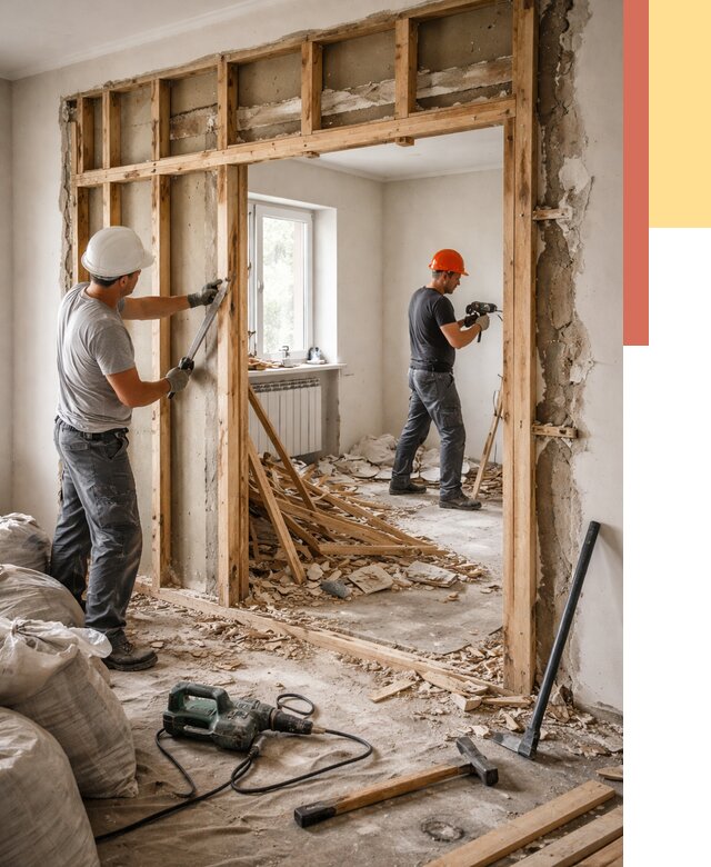 Демонтаж деревянных перегородок в Красногорске от 3252 руб. — быстро и недорого | ОТДЕЛОЧНИК-Крр