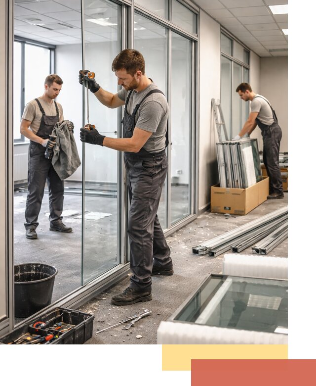 Демонтаж стеклянных перегородок в Красногорске быстро и безопасно