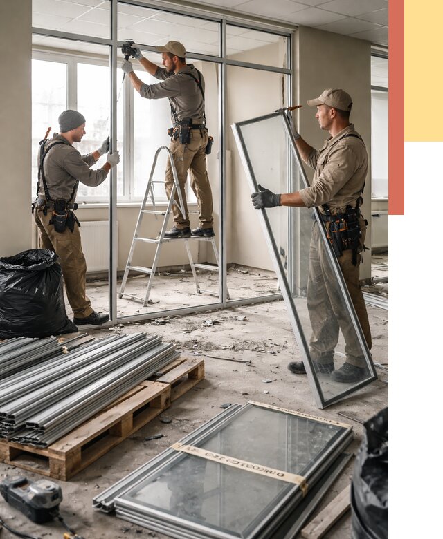 Демонтаж алюминиевых перегородок в Красногорске от 4268 руб. — быстро и недорого | ОТДЕЛОЧНИК-Крр