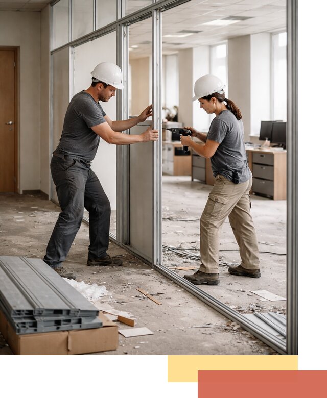 Демонтаж алюминиевых перегородок в Красногорске быстро и аккуратно