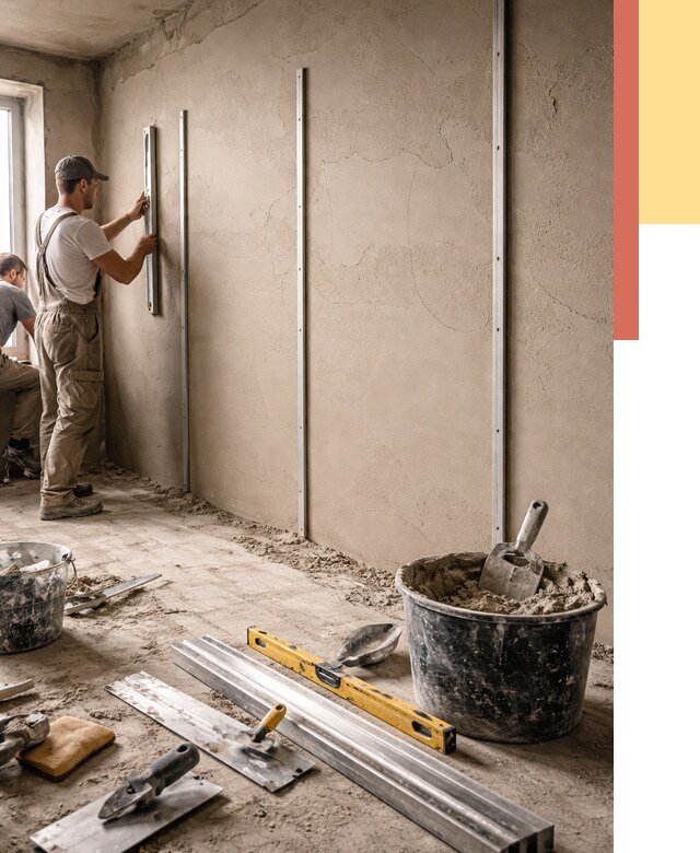 Штукатурка стен по маякам в Красногорске от 5589 руб./м² — выравнивание под ключ | ОТДЕЛОЧНИК-Крр