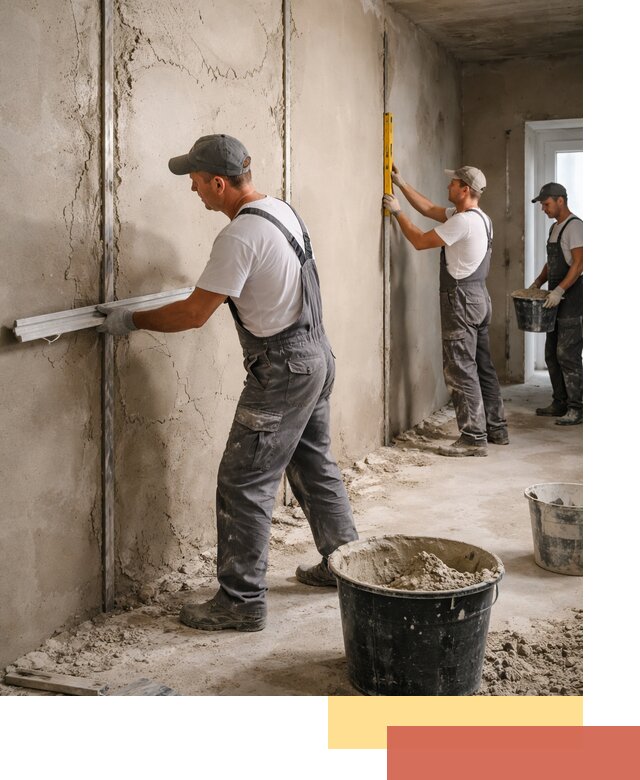 Штукатурка стен по маякам в Красногорске — точная и ровная поверхность