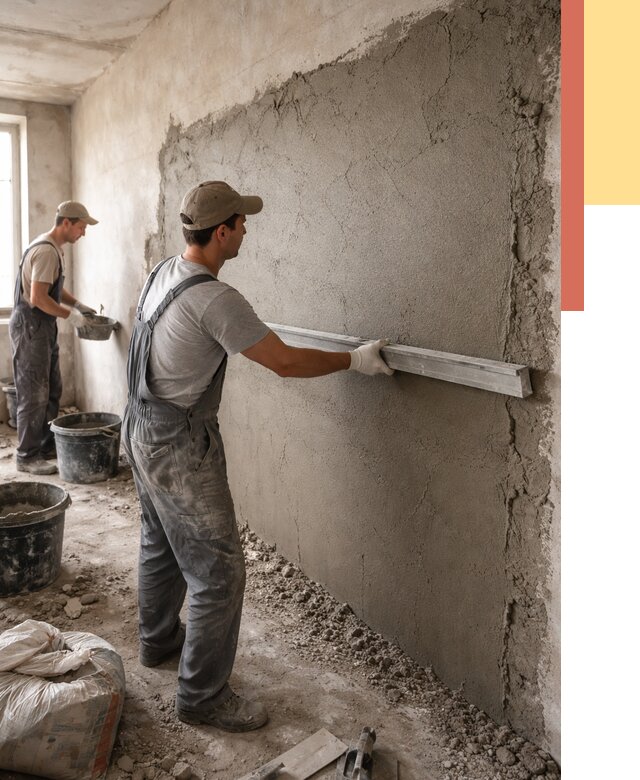 Цементная штукатурка стен в Красногорске от 4572 руб/м2 — быстро и недорого | ОТДЕЛОЧНИК-Крр