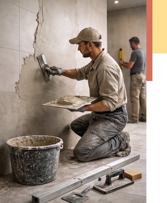 Штукатурка стен в ванной в Красногорске от 4572 руб./м² — выравнивание под ключ | ОТДЕЛОЧНИК-Крр