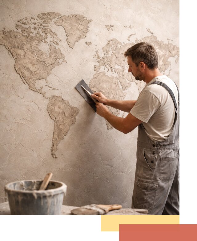 Декоративная штукатурка «Карта мира» под ключ в Красногорске