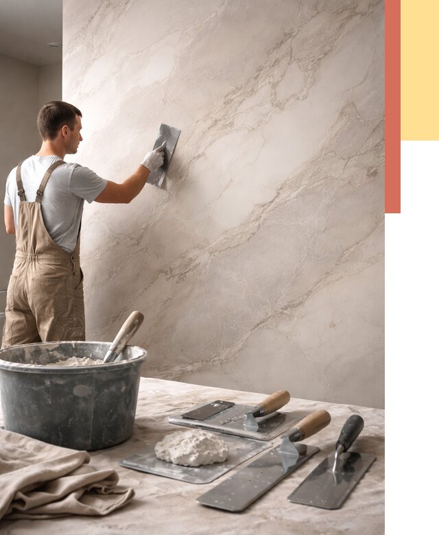 Декоративная штукатурка под мрамор в Красногорске от 2845 руб./м² — быстро и недорого | ОТДЕЛОЧНИК-Крр