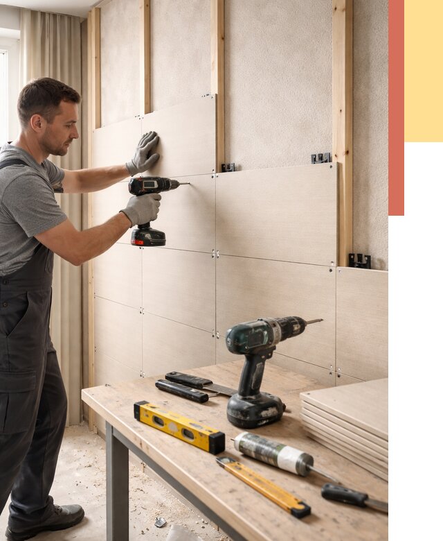 Монтаж МДФ панелей на стены в Красногорске от 1270 руб. под ключ | ОТДЕЛОЧНИК-Крр