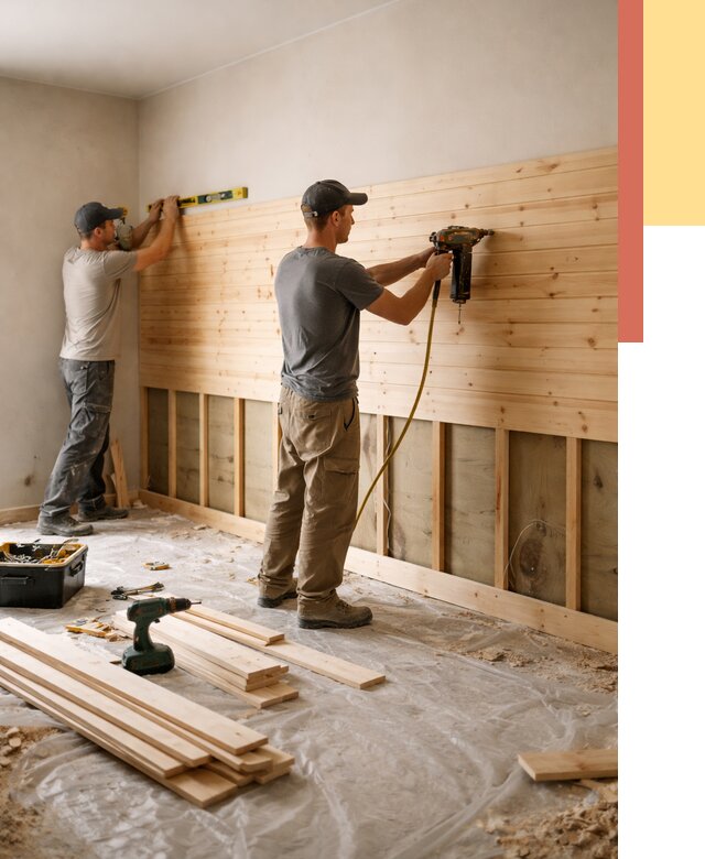 Монтаж деревянной вагонки на стены в Красногорске от 7621 руб. | Услуги монтажа вагонки | ОТДЕЛОЧНИК-Крр