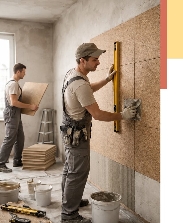 Монтаж пробковых панелей на стены в Красногорске от 3556 руб. — ОТДЕЛОЧНИК-Крр