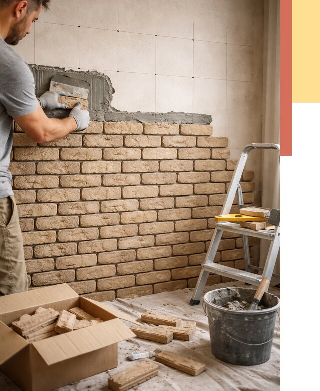 Монтаж декоративного кирпича в Красногорске от 3252 руб./м² — быстро и недорого | ОТДЕЛОЧНИК-Крр