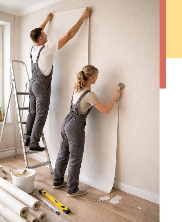 Поклейка флизелиновых обоев в Красногорске от 6097 руб. | Быстро и недорого — ОТДЕЛОЧНИК-Крр