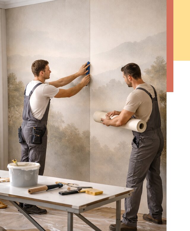 Поклейка фотообоев в Красногорске от 8637 руб/м² — быстро и недорого | ОТДЕЛОЧНИК-Крр