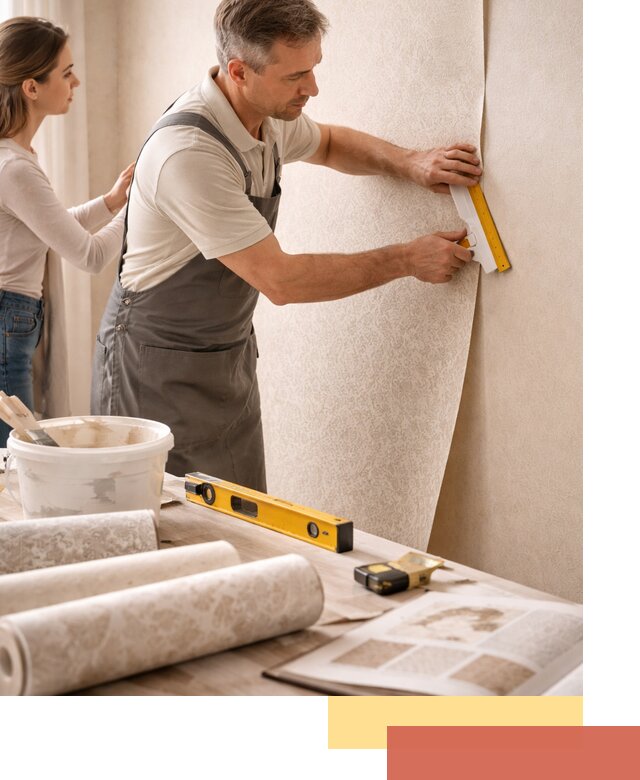 Поклейка обоев с подбором рисунка в Красногорске