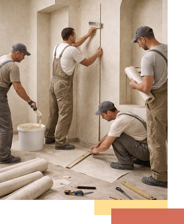 Поклейка обоев на сложные стены и неровные поверхности в Красногорске