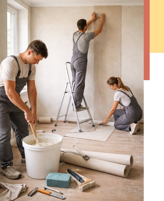 Оклейка стен обоями в Красногорске от 3556 руб/м2 — быстро и недорого | ОТДЕЛОЧНИК-Крр