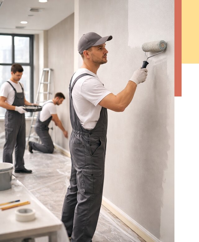 Покраска стен в офисе в Красногорске от 8637 руб. — быстро и недорого | ОТДЕЛОЧНИК-Крр