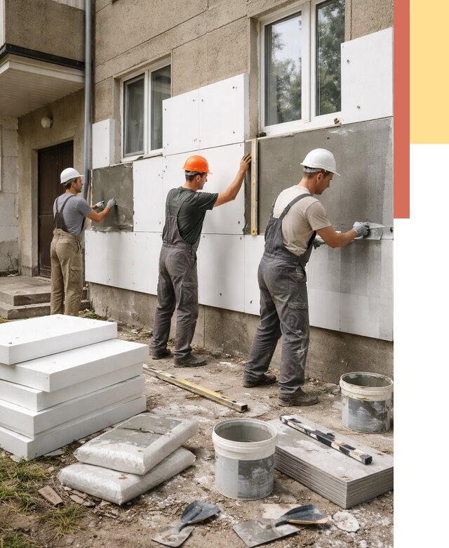 Утепление стен пенопластом в Красногорске от 1778 руб. — недорого и под ключ | ОТДЕЛОЧНИК-Крр