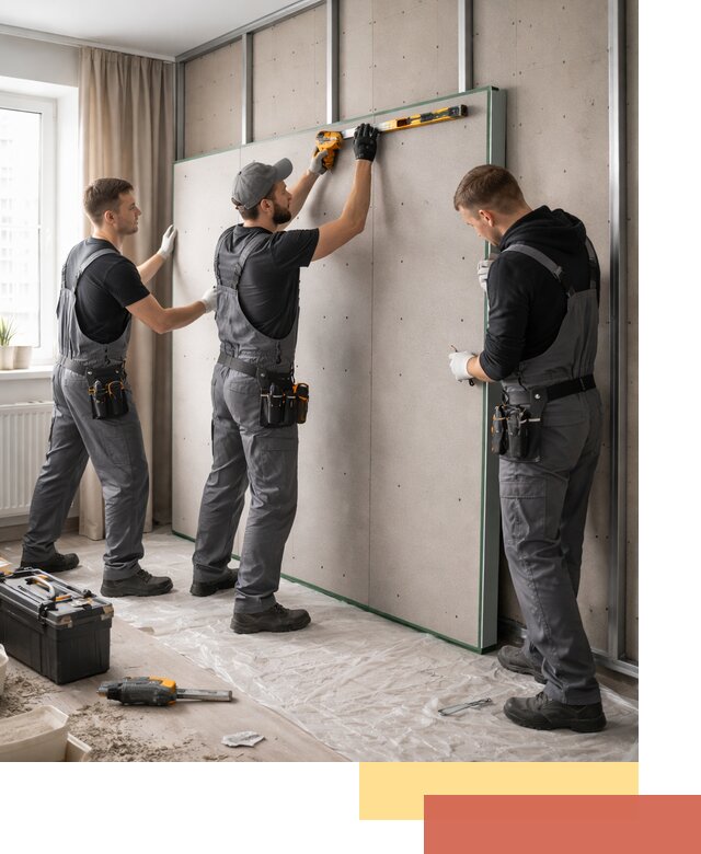 Шумоизоляция стен панелями ЗИПС в Красногорске для жилых и коммерческих помещений