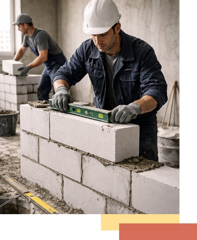 Кладка перегородок из пеноблока под ключ в Красногорске