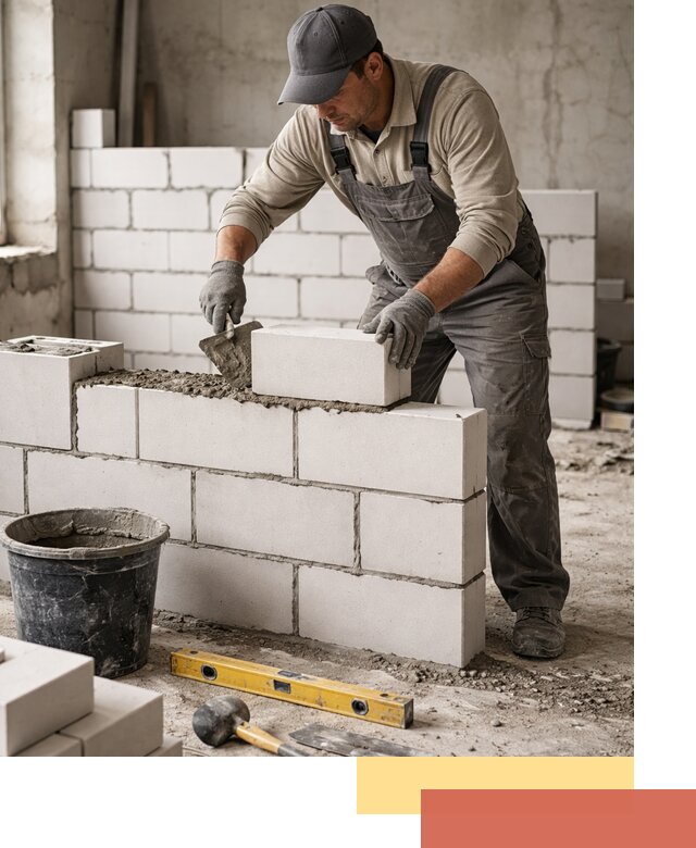 Кладка перегородок из силикатного блока в Красногорске