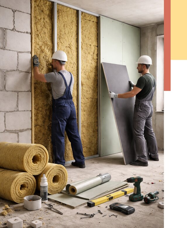 Шумоизоляция перегородок из блоков в Красногорске от 1880 руб./м² — быстро и недорого | ОТДЕЛОЧНИК-Крр