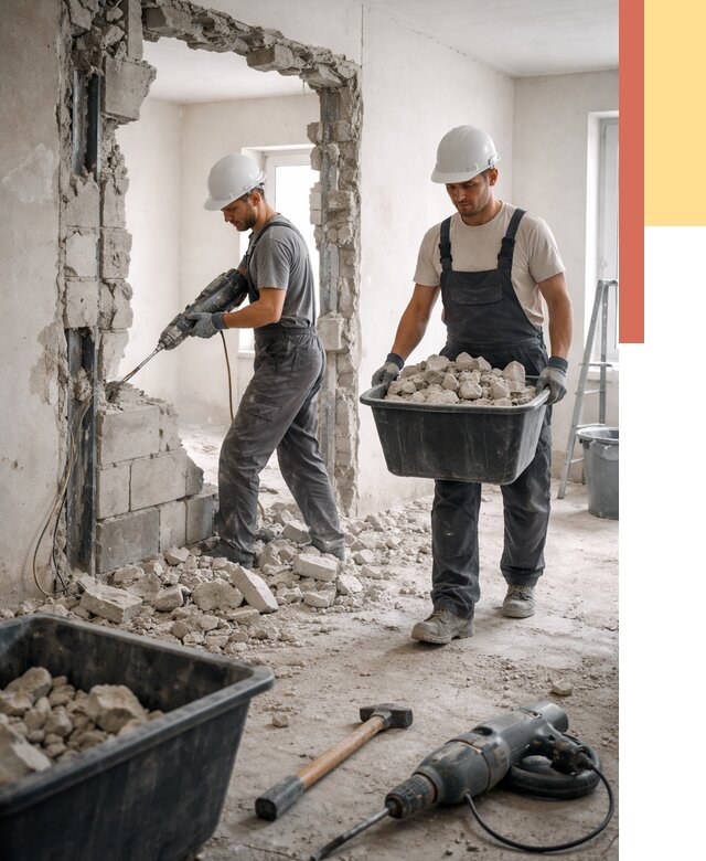 Демонтаж блоковых перегородок в Красногорске от 3810 руб. — быстро и недорого | ОТДЕЛОЧНИК-Крр