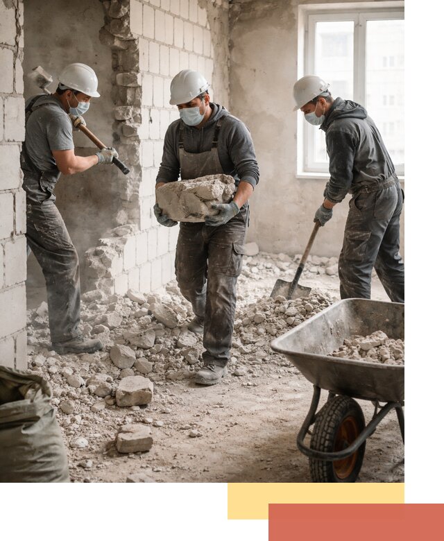 Демонтаж блочных перегородок в Красногорске быстро и аккуратно