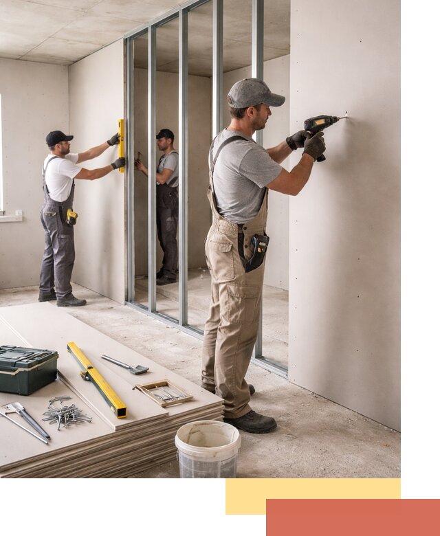 Однослойная перегородка из гипсокартона в Красногорске под ключ, монтаж и отделка