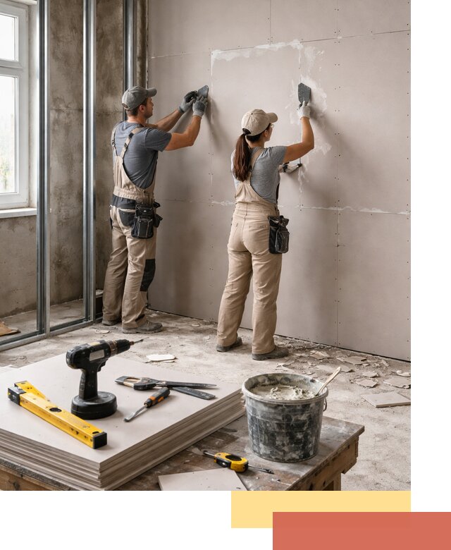 Монтаж двухслойной перегородки из гипсокартона в Красногорске