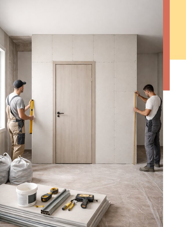 Перегородка из гипсокартона с дверью в Красногорске от 4572 руб. под ключ | ОТДЕЛОЧНИК-Крр