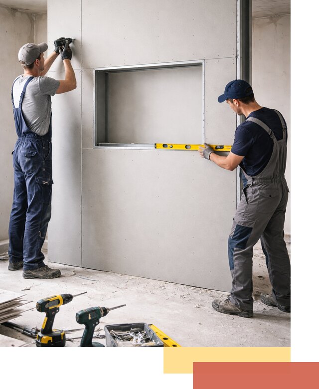 Перегородка из гипсокартона с нишей под декор в Красногорске