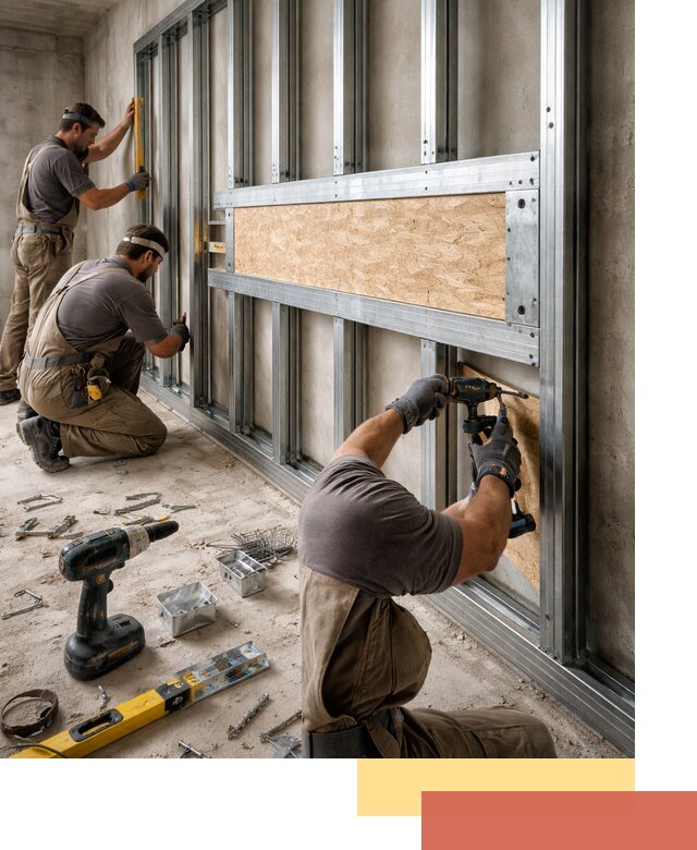 Усиленная перегородка для крепления тяжёлых конструкций в Красногорске