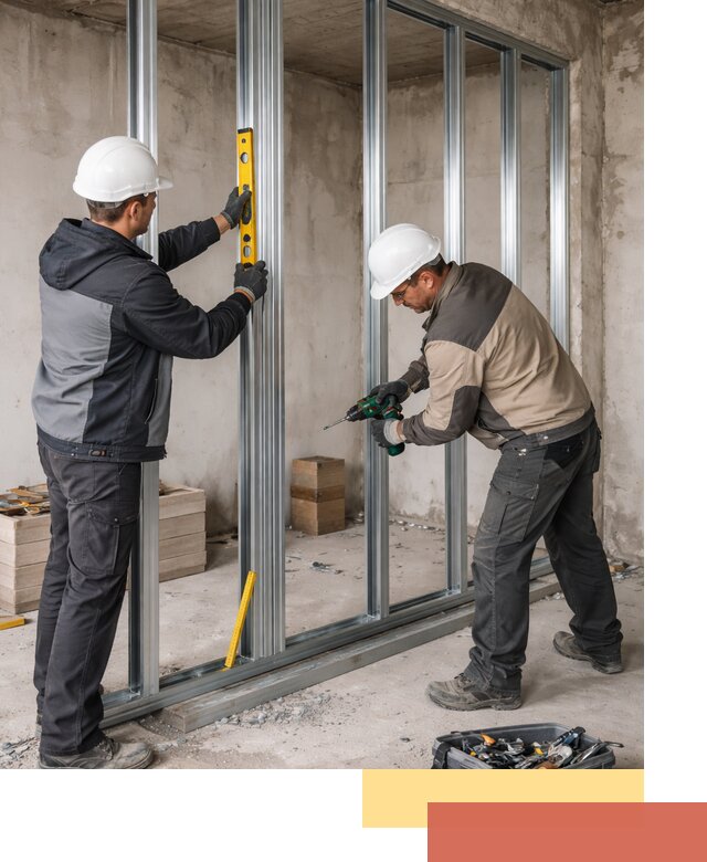 Монтаж каркаса перегородки из профиля в Красногорске