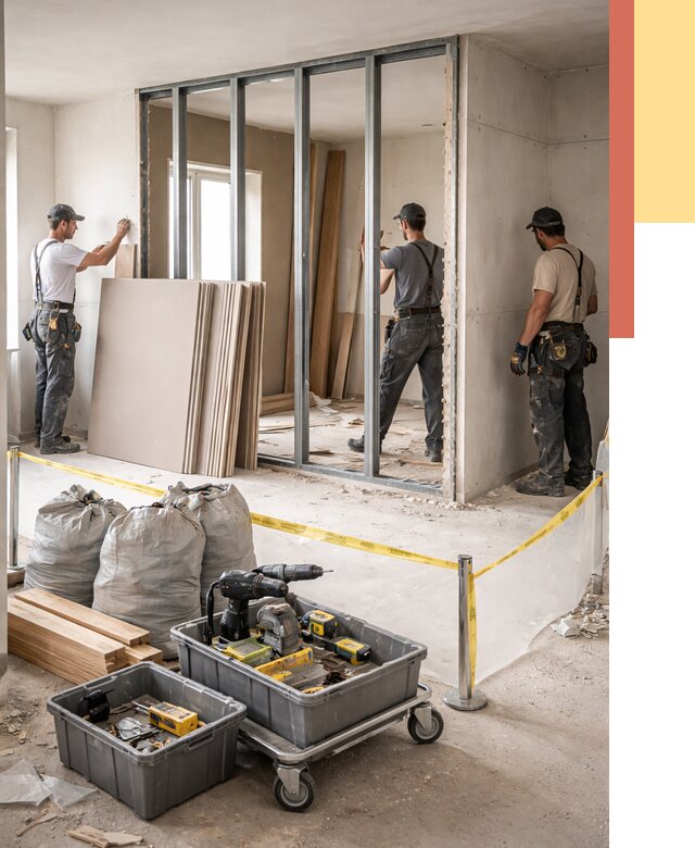 Перенос гипсокартонной перегородки в Красногорске под ключ от 4572 руб. | Демонтаж и монтаж – ОТДЕЛОЧНИК-Крр