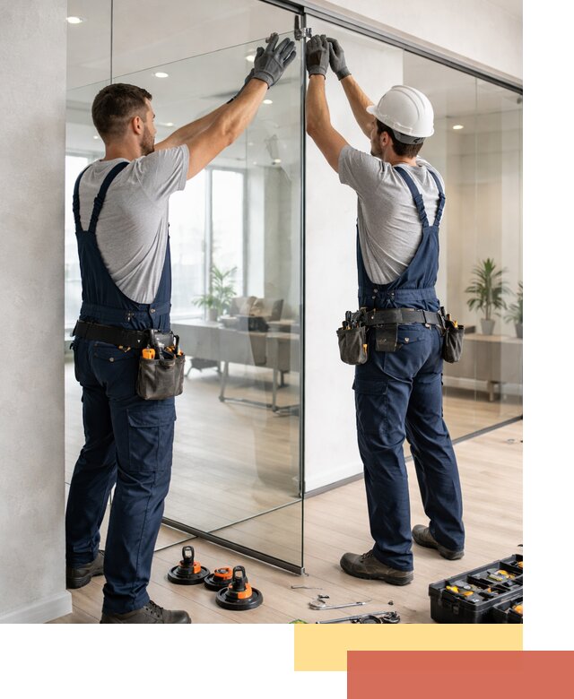 Безрамные стеклянные перегородки под ключ в Красногорске