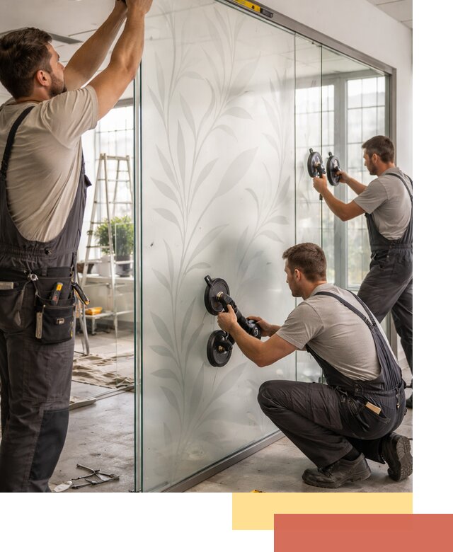 Стеклянные перегородки с рисунком на заказ в Красногорске