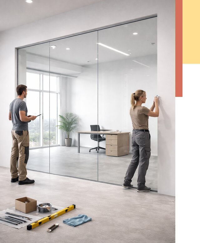 Перегородки из закаленного стекла в Красногорске от 9653 руб. под ключ | ОТДЕЛОЧНИК-Крр