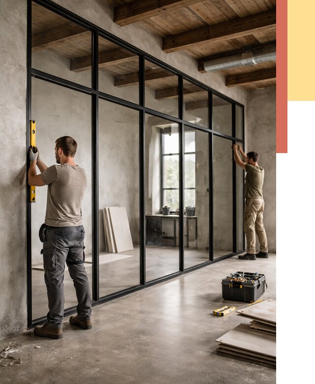 Стеклянные перегородки лофт в Красногорске от 10669 руб. под ключ | ОТДЕЛОЧНИК-Крр