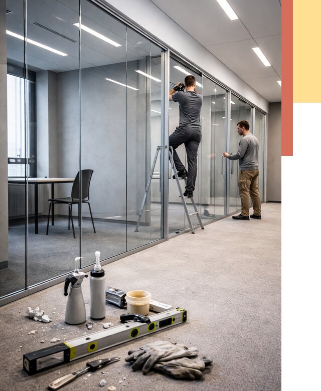 Стеклянные офисные перегородки в Красногорске от 8637 руб. — монтаж и установка | ОТДЕЛОЧНИК-Крр