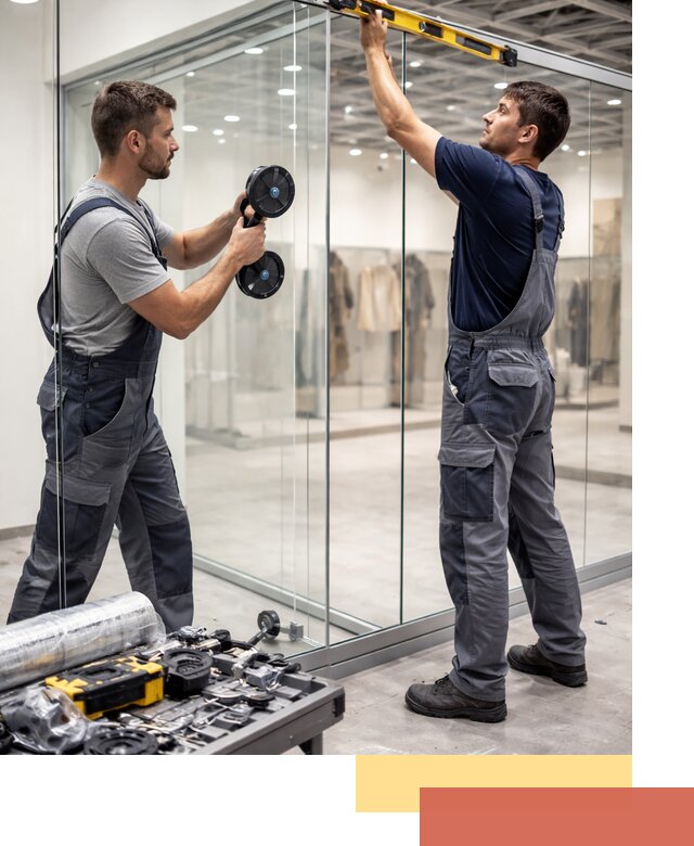 Стеклянные перегородки для магазинов в Красногорске — монтаж и установка