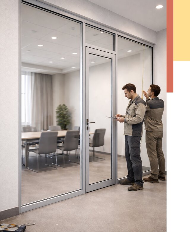 Установка и монтаж алюминиевых перегородок со стеклом в Красногорске от 8332 руб. | ОТДЕЛОЧНИК-Крр