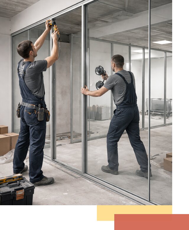 Алюминиевые перегородки со стеклом в Красногорске — изготовление и монтаж