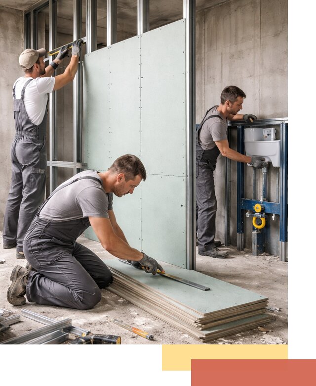 Монтаж и ремонт сантехнических перегородок в Красногорске