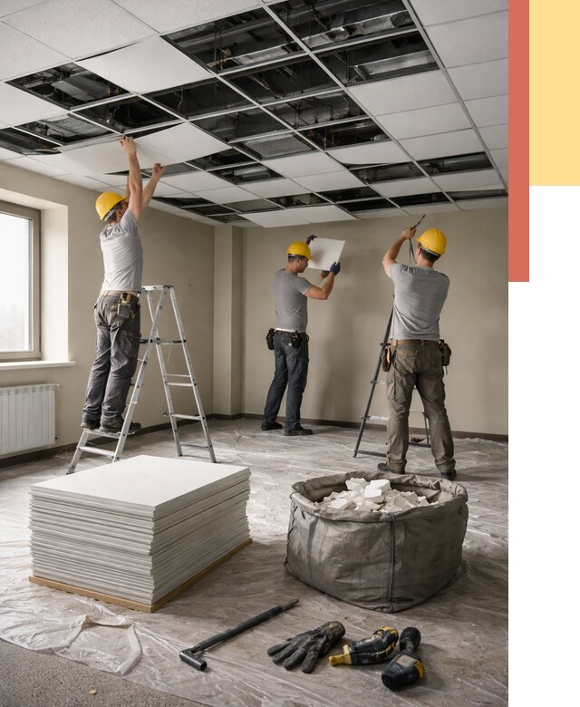 Демонтаж потолка Армстронг в Красногорске от 4572 руб. быстро и недорого | ОТДЕЛОЧНИК-Крр