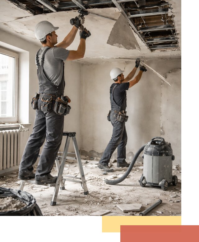 Демонтаж гипсокартонного потолка в Красногорске быстро и аккуратно