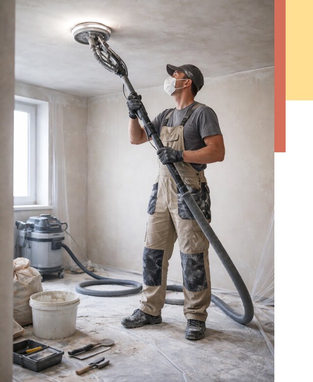 Шлифовка потолка в Красногорске от 3556 руб. — услуги шлифования потолка | ОТДЕЛОЧНИК-Крр