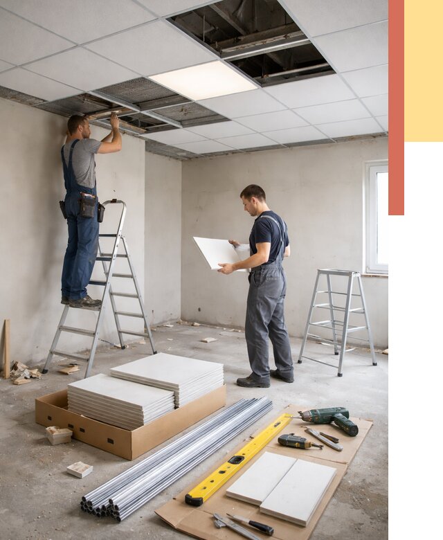 Монтаж потолка армстронг в Красногорске от 4572 руб/м2 — быстрая установка под ключ | ОТДЕЛОЧНИК-Крр